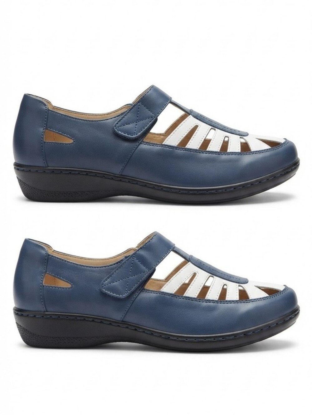 Blue and White Cut Out Fisherman Sandals/Shoes NWOT